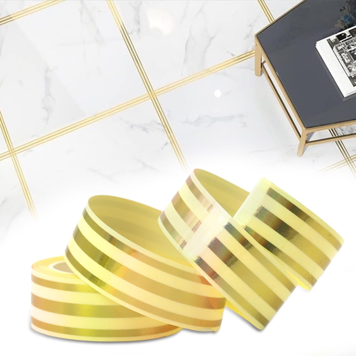 HASTHIP 5M Colorful Tile Gap Tape, Home Tile Sticker Waterproof Tape PVC Self Adhesive Tape Metallic Ceramic Tile Gap Tape for Detailing Wall, Floor Tile Gap, Cabinetry (2.5CM*5M) HASTHIP 5M Colorful Tile Gap Tape, Home Tile Sticker Waterproof Tape PVC Self Adhesive Tape Metallic Ceramic Tile Gap Tape for Detailing Wall, Floor Tile Gap, Cabinetry (2.5CM*5M)